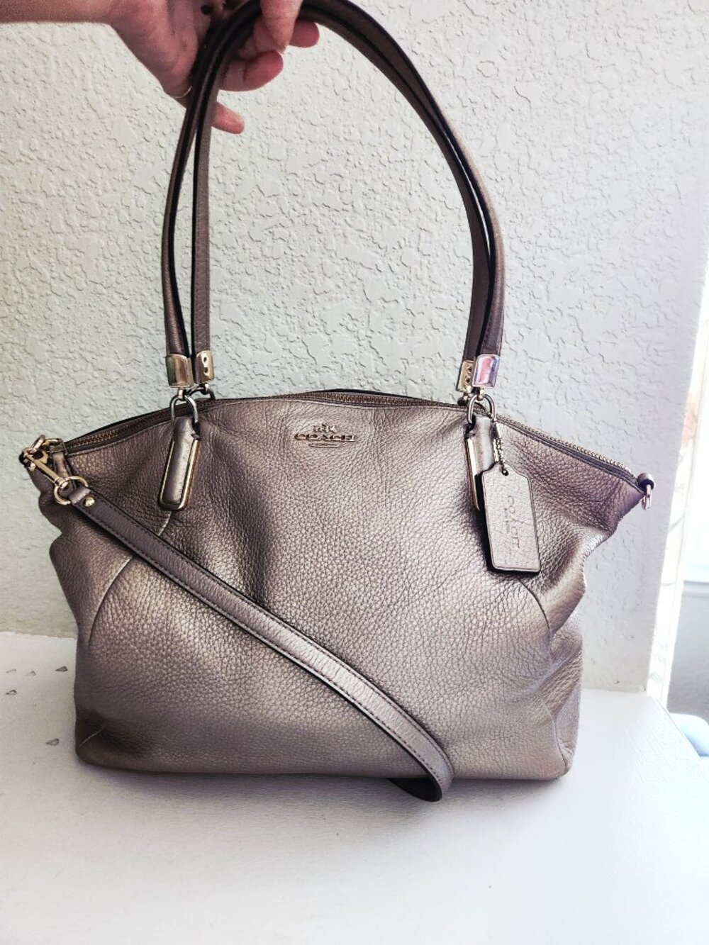 Coach Gold Leather 2 Way Shoulder Bag Purse